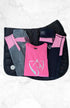 BARE Performance Riding Tights - Grey with Pink Houndstooth